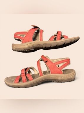 Northside Colette Open Toe Sandal Comfort Walk Coral Strappy Sz 8